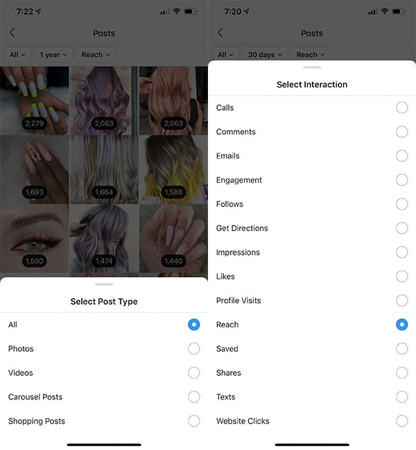 Instagram reports for salons